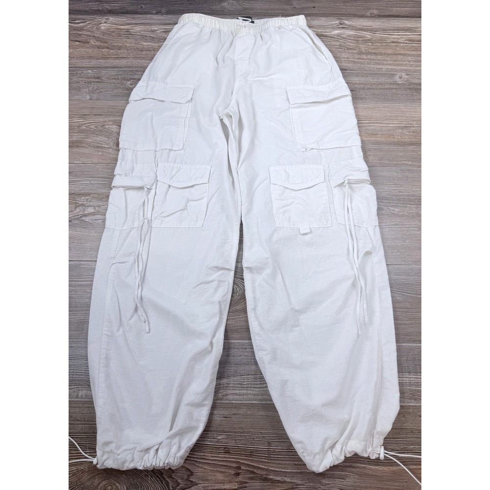 Aeropostale Drawstring Parachute Cargo Pant Women's Small Ivory Y2K Streetwear